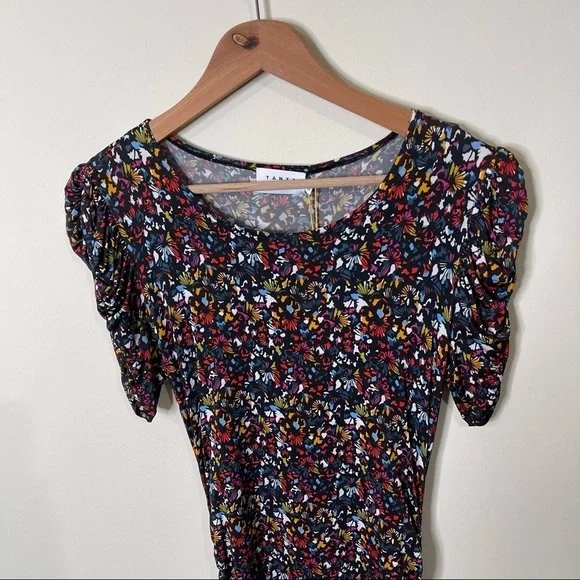 NWT Tanya Taylor Black Floral Ruched Effie Dress